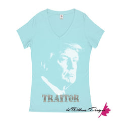 Traitor 45 Women’s V-Neck T-Shirts - Pool / Small (S)